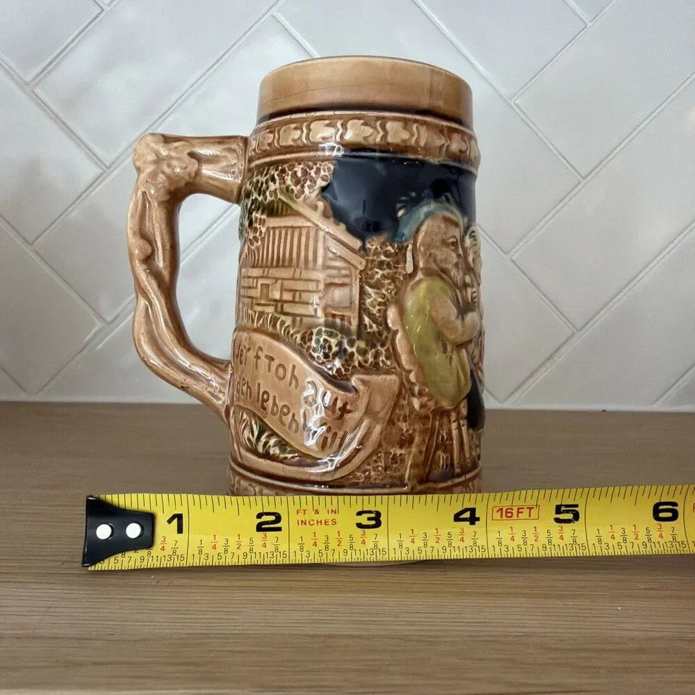 German Beer Stein Trimont Ware Vintage Hand Painted Mug Made in Japan 1960s